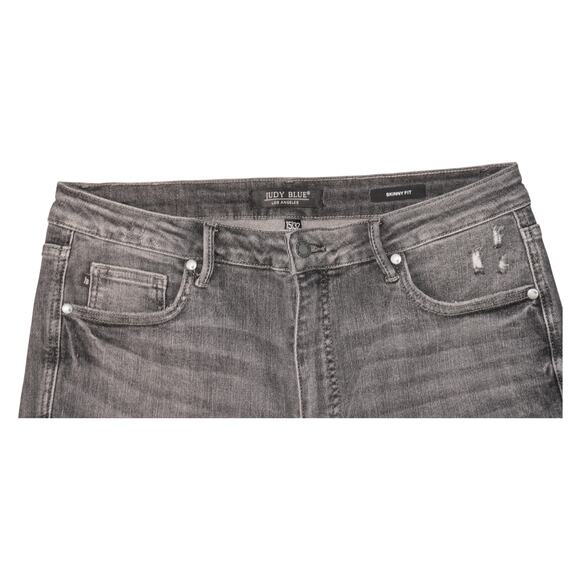 Judy Blue Skinny Jeans Gray Wash Frayed Hem Women’s Size 15/32 | Stretch Denim - Picture 3 of 6